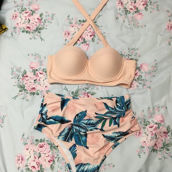 Peach Tropical Bikini NWOT - Picture 1 of 2